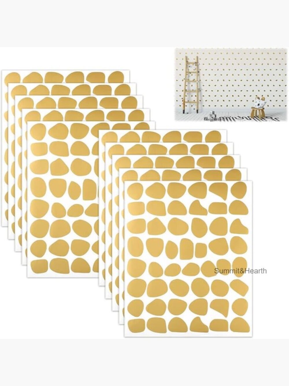 500-Piece Peel & Stick Wall Decals, Vinyl Irregular Polka Dots, 1-1.38 Inch
